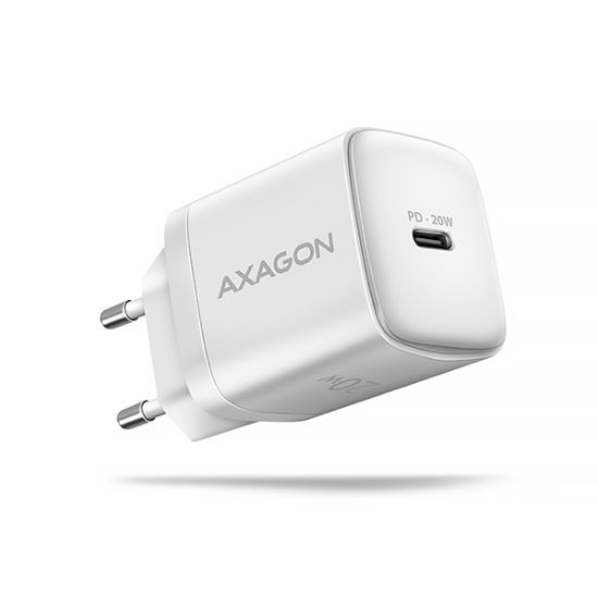 Obrázek AXAGON ACU- PD20W, nabíječka do sítě 20W, 1x port USB- C, PD3.0/ PPS/ QC4+/ AFC/ Apple, bílá