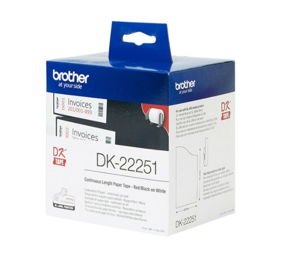 Obrázek BROTHER DK- 22251 (papírová role červeno- černá na bílém podkladu) 62mm x 15, 24m
