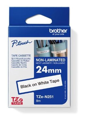 Obrázek BROTHER TZEN251 - kazeta TZ šířky 24mm, NElaminovaná TZE- 251, bílá/ černé písmo