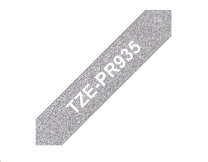 Obrázek BROTHER TZe- PR935- kazeta TZ šířky 12mm, laminovaná TZe- PR935 PREMIUM SILVER / stříbrná páska / bílé písmo