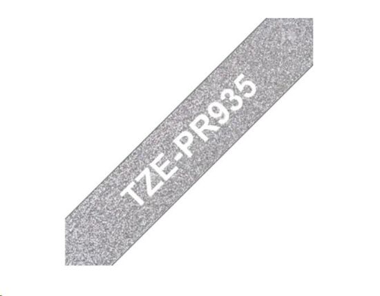 Obrázek BROTHER TZe- PR935- kazeta TZ šířky 12mm, laminovaná TZe- PR935 PREMIUM SILVER / stříbrná páska / bílé písmo