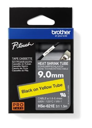 Obrázek BROTHER smršťovací bužírka - HSE- 621E žlutá pro E300VP H300 H500 E550 P700 P750 D800 P900 P950 - 9, 0mm / 1, 6- 5, 4 / 3: 1