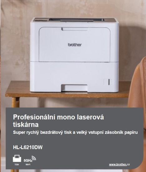 Obrázek BROTHER tiskárna laserová mono HL- L6210DW - A4 50ppm 1200x1200 256MB 520listů LAN USB WIFI DUPLEX