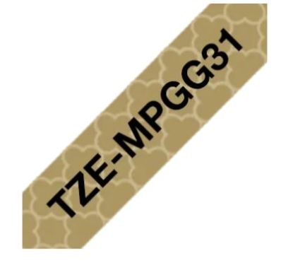 Obrázek BROTHER Originální kazeta Brother TZe- MPGG31 - černá na zlatém vzoru, šířka 12 mm
