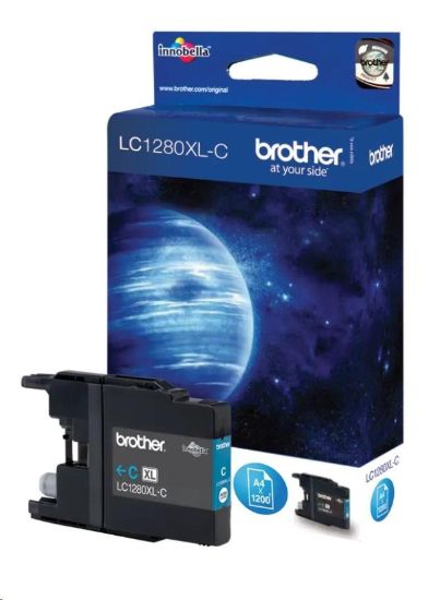 Obrázek BROTHER INK LC- 1280XLC, azurový inkoust pro MFC- J6910DW, 1 200 str.