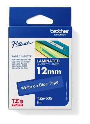 Obrázek BROTHER TZE535 - kazeta TZ šířky 12mm, laminovaná TZE- 535, modrá/ bílé písmo