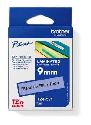 Obrázek BROTHER TZE521 - kazeta TZ šířky 9mm, laminovaná TZE- 521, modrá/ černé písmo