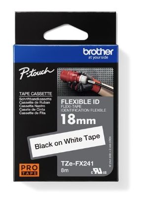 Obrázek BROTHER TZEFX241 - kazeta TZ šírky 18mm, flexibilní páskou TZE- FX241, bílá/ černé písmo