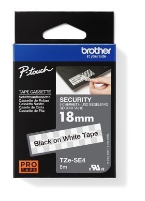 Obrázek BROTHER TZESE4 - kazeta TZ šířky 18mm, laminovaná TZE- SE4, bílá plombovací páska