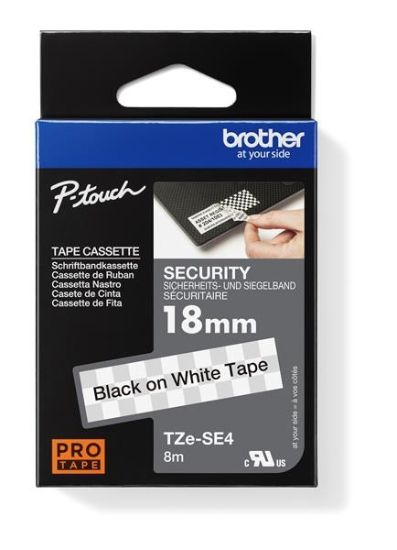 Obrázek BROTHER TZESE4 - kazeta TZ šířky 18mm, laminovaná TZE- SE4, bílá plombovací páska