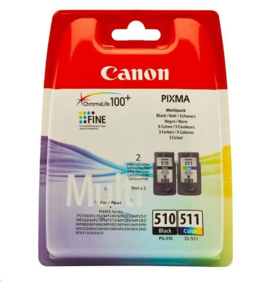 Obrázek Canon CARTRIDGE PG- 510/ CL- 511 PVP pro PIXMA iP2700, MP230, 240, 250, 260, MP49x, MX320, 330 (220 str.)