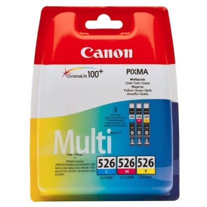 Obrázek Canon CARTRIDGE CLI- 526 C/ M/ Y Multi pack pro PIXMA MG5150, IP4x50, MG5x50, MG8250, MX715 (450 str.)