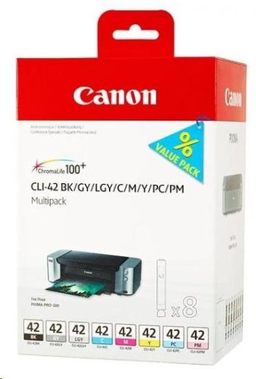 Obrázek Canon CARTRIDGE CLI- 42 BK/ GY/ LGY/ C/ PC/ M/ PM/ Y MULTI- PACK 8ks pro PIXMA PRO- 100, PRO- 100S