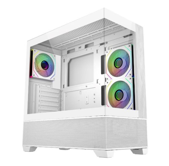 Obrázek Cooler Master case Elite 690 Wood, ATX, Průhledná bočnice, 3x 120mm ARGB Fan, Bílá