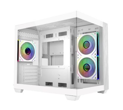 Obrázek Cooler Master case Elite 481 Wood, ATX, Průhledná bočnice, 3x 120mm ARGB Fan, Bílá