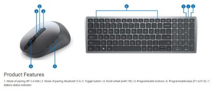 Obrázek DELL Multi- Device Wireless Keyboard and Mouse - KM7120W - US International (QWERTY)