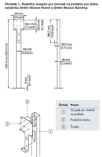Obrázek Eaton Stojan pro montáž nabíjecí stanice na podlahu, pro 1 nabíjecí stanici GMB nebo GMH