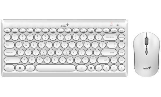 Obrázek GENIUS set klávesnice s myší LuxeMate Q8000 White/ Bezdrátový set 2, 4GHz mini receiver/ USB/ bílá/ retro design/ CZ+SK l