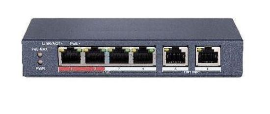 Obrázek HIKVISION DS- 3E0106P- E/ M, 4x 100TX PoE; 2x 100TX uplink, 35W, Super PoE