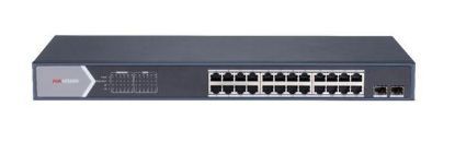 Obrázek HIKVISION DS- 3E1526P- SI, Smart managed switch 24x Gb PoE + 2x Gb SFP Uplink, 370W, Super PoE - dosah až 300m