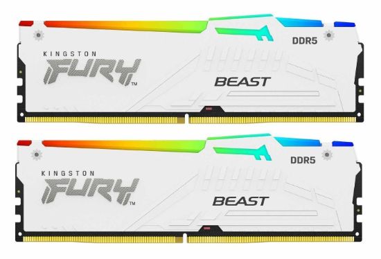 Obrázek KINGSTON DIMM DDR5 64GB (Kit of 2) 6400MT/ s CL32 Non- ECC FURY Beast RGB XMP, Bílá