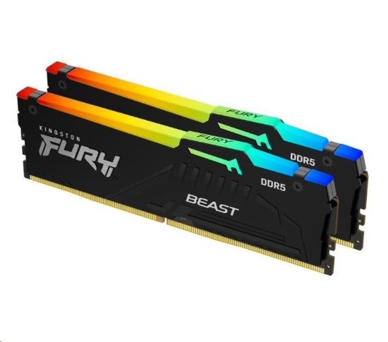 Obrázek KINGSTON DIMM DDR5 32GB (Kit of 2) 6000MT/ s CL36 FURY Beast RGB Černá EXPO