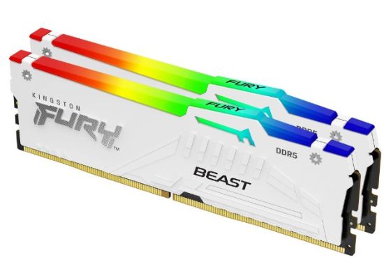 Obrázek KINGSTON DIMM DDR5 16GB (Kit of 2) 5200MT/ s CL40 FURY Beast Bílá RGB XMP
