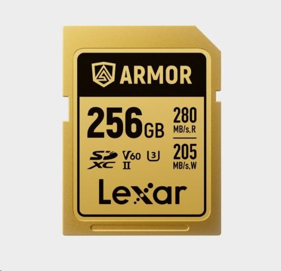 Obrázek Lexar SDXC ARMOR Gold UHS- II U3, Stainless Steel, IP68 R280/ W210 (V60) 256GB