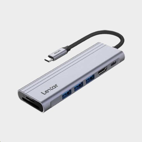 Obrázek Lexar Hub, 7-in-1 USB-C, USB 3.2 Gen1. Type-C, 3xUSB-A. HDMI, SD, microSD slot. PD 100W
