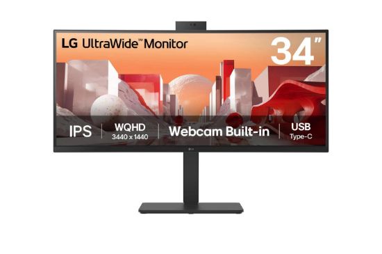 Obrázek LG MT IPS LCD LED 34" 34BA85QE - IPS, 3440x1440, 2xHDMI, DP, USB 3.2, USB- C, RJ45, nast vyska, repro, zakriven, webcam