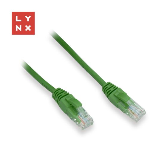 Obrázek LYNX UTP patch kabel Cat5e, PVC, CCA, 0, 5m, zelený (balení obsahuje 10ks)