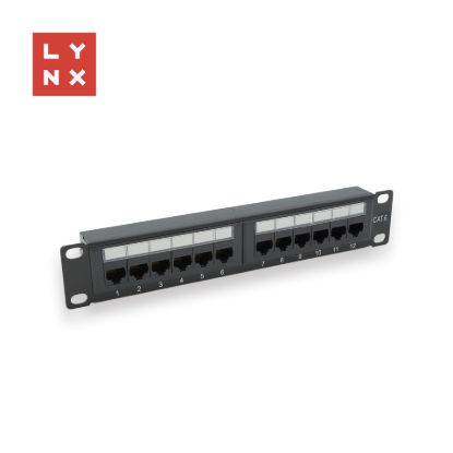 Obrázek LYNX 10" patch panel 12- port, UTP Cat6, 50µ, nestíněný, černý