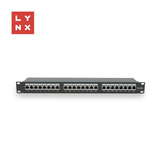 Obrázek LYNX 19" patch panel 24- port, FTP Cat6a, 50µ, stíněný, černý