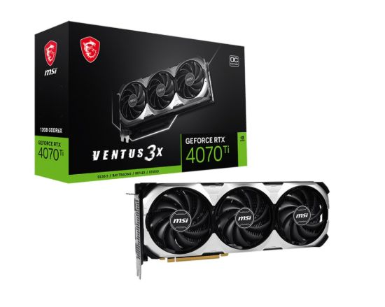 Obrázek BAZAR - MSI VGA NVIDIA GeForce RTX 4070 Ti VENTUS 3X 12G OC, RTX 4070 Ti, 12GB GDDR6X, 3xDP, 1xHDMI - Po opravě (Bez pří