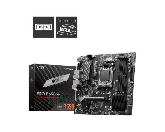 Obrázek MSI MB Sc AM5 PRO B650M- P, AMD B650, 4xDDR5, 1xDP, 1xHDMI, 1xVGA, mATX