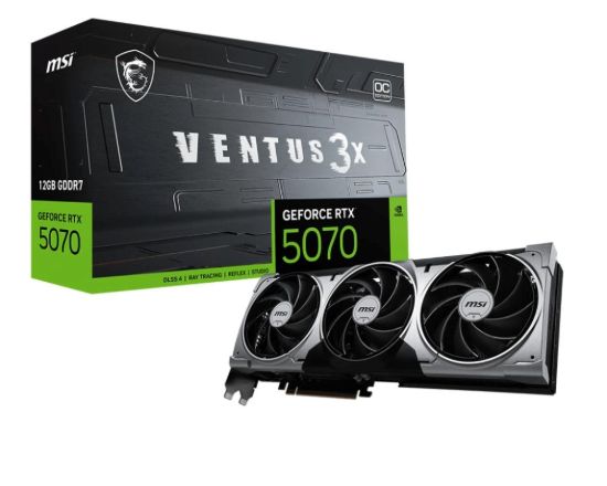 Obrázek MSI VGA NVIDIA GeForce RTX 5070 12G VENTUS 3X OC, 12G GDDR7, 3xDP, 1xHDMI