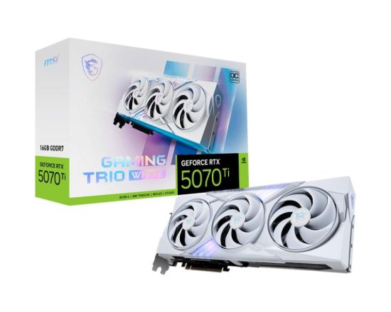 Obrázek MSI VGA NVIDIA GeForce RTX 5070 Ti 16G GAMING TRIO OC WHITE, RTX 5070 Ti, 16GB GDDR7, 3xDP, 1xHDMI