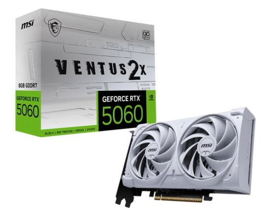 Obrázek MSI VGA NVIDIA GeForce RTX 5060 8G VENTUS 2X OC WHITE, RTX 5060, 8GB GDDR7, 3xDP, 1xHDMI