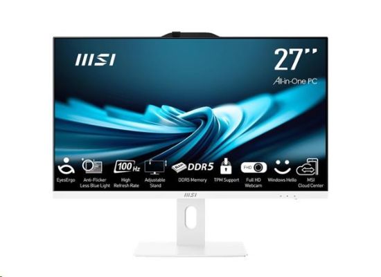 Obrázek MSI PC AiO PRO AP272P 14M- 868XEU, i5- 14400, 27" FHD, Anti- Glare, Non- touch, 16GB, 512GB SSD, N/ A, No OS, White