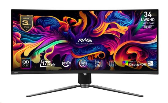 Obrázek MSI LCD MAG 341CQP QD- OLED, 34", 3440x1440, QD- OLED, 0, 03ms, VESA 100x100, Black