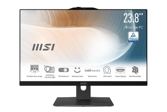 Obrázek MSI PC AiO AM242TP (Modern AM242TP 1M- 2021XEU), Core 5 120U, 23.8" FHD, Touch, 16GB, 512GB SSD, N/ A, No OS, Black