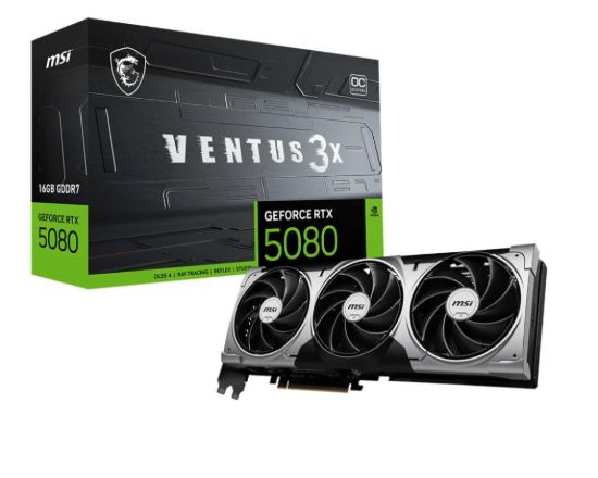 Obrázek MSI VGA NVIDIA GeForce RTX 5080 16G VENTUS 3X OC, RTX 5080, 16GB GDDR7, 3xDP, 1xHDMI