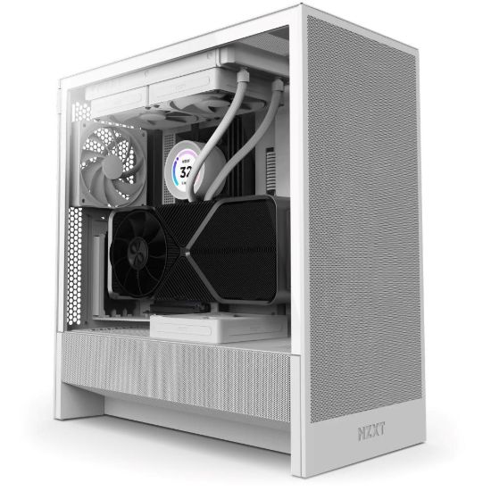 Obrázek NZXT skříň H5 Flow edition / 2x120 mm fan / USB 3.0 / USB- C 3.1 / průhledná bočnice / mesh panel / bílá