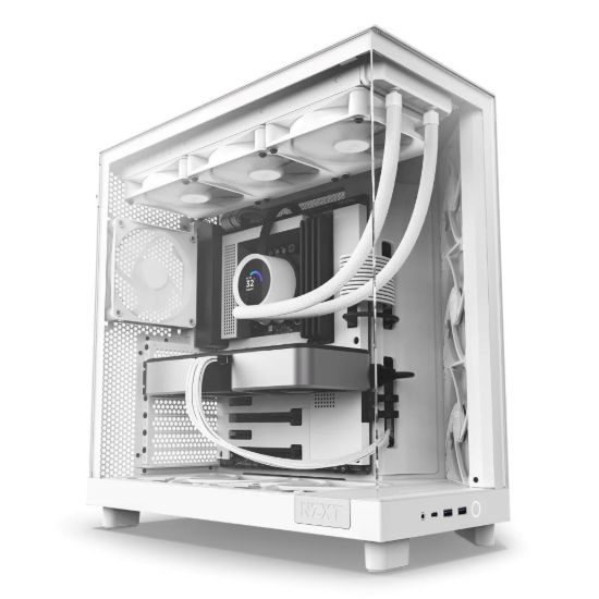 Obrázek NZXT skříň H6 Flow dvoukomorová / MidT / 3x120mm fan / 2xUSB 3.2 / USB- C / prosklená bočnice i čelo / bílá
