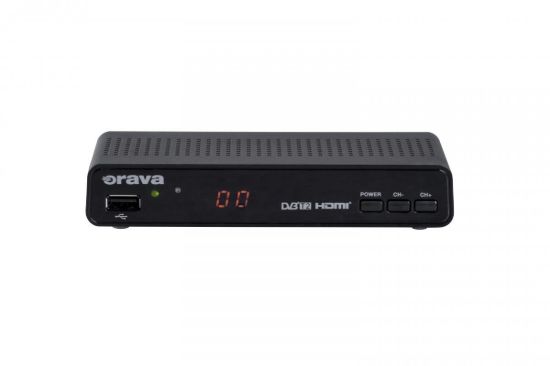 Obrázek Orava DVB- 30 digitální pozemní přijímač DVB- T2, HD, HEVC, PVR, paměť pro 500 programů, SCART, HDMI, ethernet, černá