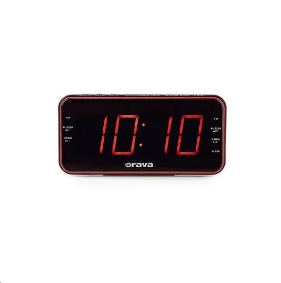 Obrázek Orava radiobudík s velkým červeným LED displejem, funkce SNOOZE, SLEEP, DIMMER, nabíjení externího zařízení