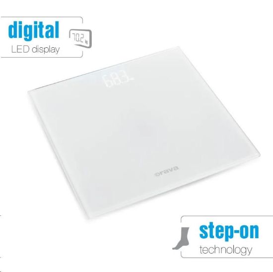 Obrázek Orava osobní digitální váha, do 180 kg, LED displej, automatické zapnutí dotykem chodidla