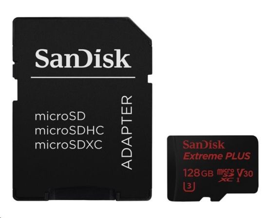 Obrázek SanDisk MicroSDXC karta 128GB Extreme PLUS (100MB/ s, Class 10 UHS- I V30)