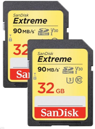 Obrázek SanDisk SDHC karta 32GB Extreme (90MB/ s V30 UHS- I U3) 2- pack