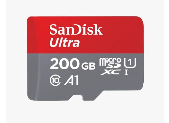 Obrázek SanDisk MicroSDXC karta 200GB Ultra (120 MB/ s, A1 Class 10 UHS- I, Android) + adaptér